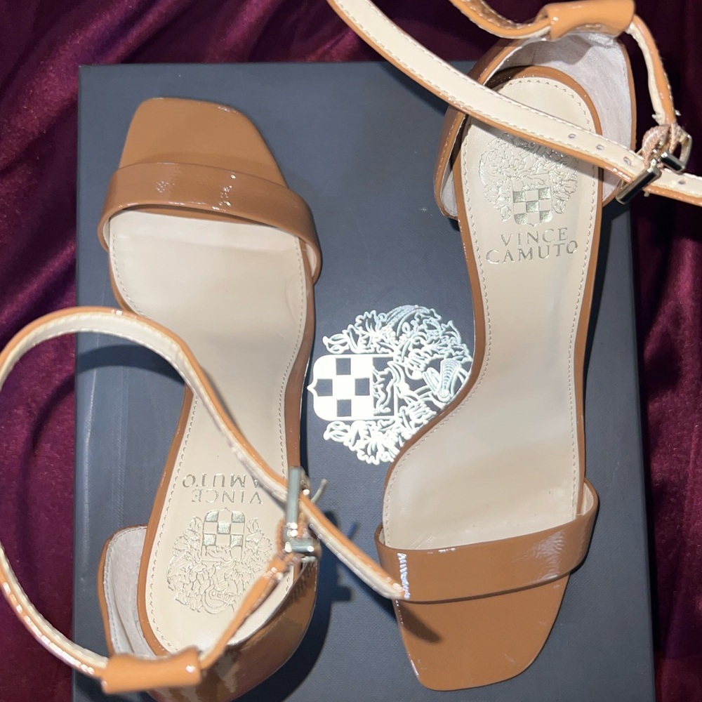Vince Camuto Tan Patent Heels